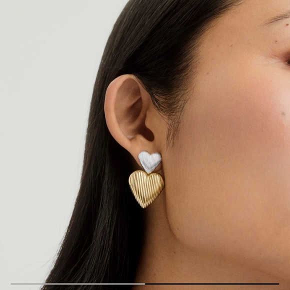 Mejuri Jewelry - Mejuri Gold and Silver Big Puffy Heart Drop Earrings